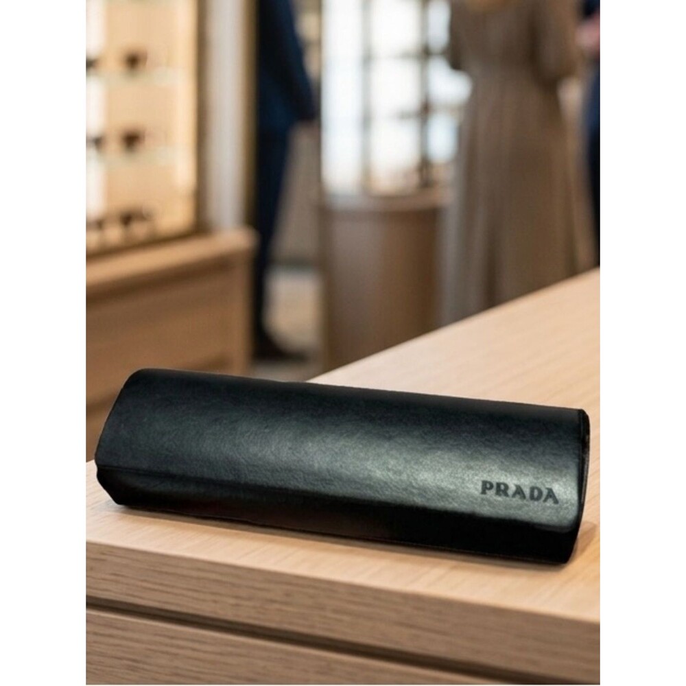 Prada Black Leather Sunglasses Case Hard Shell Eyeglasses Box Storage Holder